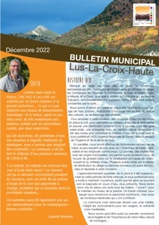 Bulletin municipal lus la croix haute décembre 2022