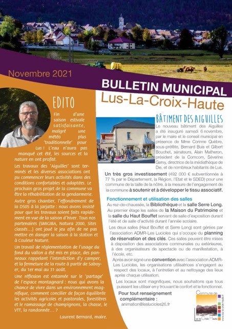 Bulletin municipal Lus la croix haute novembre 2021